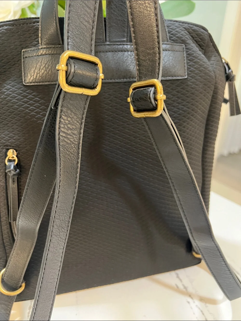 The Sak Olvera City Black Textured Quilted Backpack